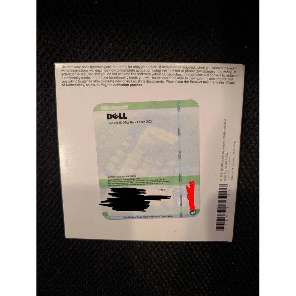 Vintage Microsoft Office Basic Edition 2003 Dell‎ OEM CD w/ Product Key